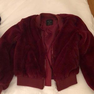 Faux fur bomber jacket